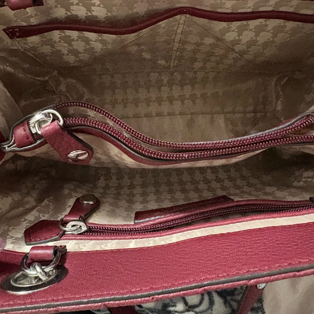 Karl Lagerfeld Deep Red Chevron Shoulder Bag